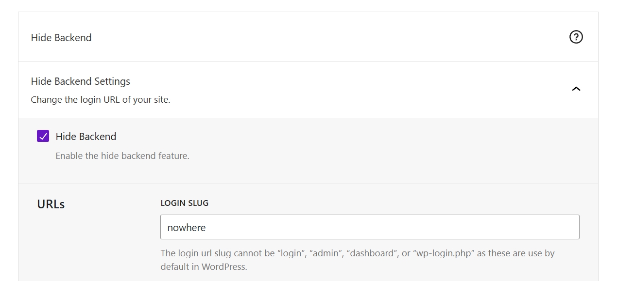 hide your backend solidwp